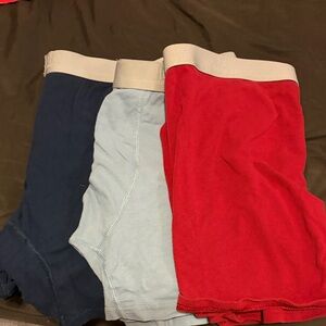 Set of Three Boxer Briefs in Red, Blue, and Light Blue
